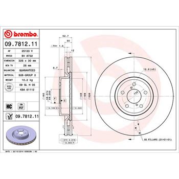 discos de freno coche - Disco de freno BREMBO 09781211