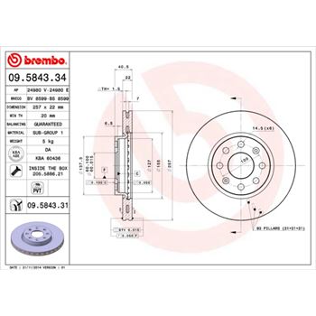 discos de freno coche - Disco de freno BREMBO 09584334