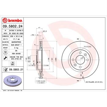 discos de freno coche - Disco de freno BREMBO 09580224
