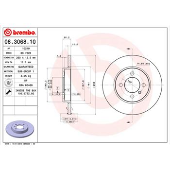 discos de freno coche - Disco de freno BREMBO 08306810