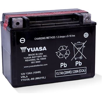 baterias de moto - Batería Yuasa YTX15L-BS Combipack (con electrolito)