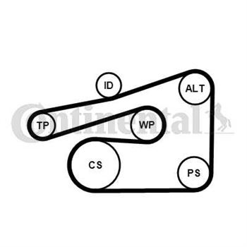 juego de correas poli v - Juego de correa auxiliar CONTITECH 6PK1733K4