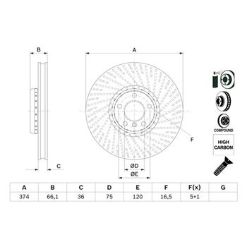 discos de freno coche - Disco de freno BOSCH 0986479E63