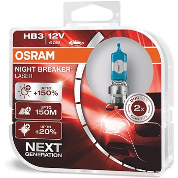 iluminacion coche - Lámpara HB3 12V 60W P20d 3200K Night Breaker Laser (Set de 2) | OSRAM 9005NL-HCB