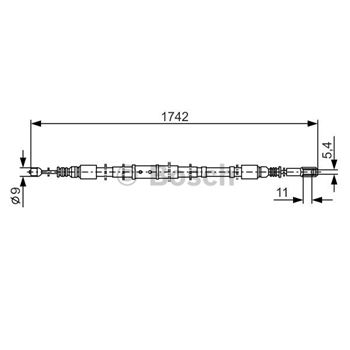 palancas cables frenado - Cable de accionamiento, freno de estacionamiento BOSCH 1987477305