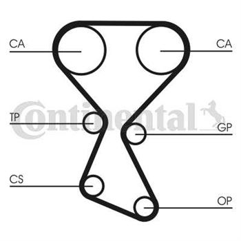 correa dentada arbol de levas - Correa dentada CONTITECH CT1027