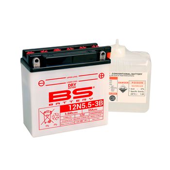 baterias de moto - Batería BS Battery 12N5.5-3B (con electrolito) | BS 310529