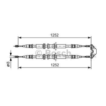 palancas cables frenado - Cable de accionamiento, freno de estacionamiento BOSCH 1987477668