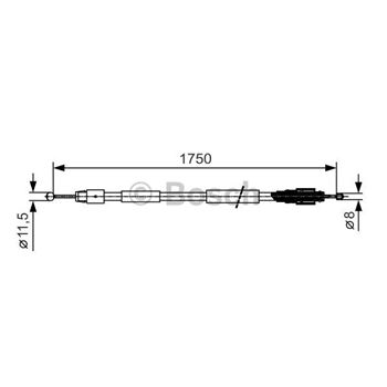 palancas cables frenado - Cable de accionamiento, freno de estacionamiento BOSCH 1987482018