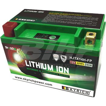 baterias de moto - Batería de litio Skyrich HJTX14H-FP (LITX14H). Con indicador de carga.