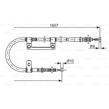 palancas cables frenado - Cable de accionamiento, freno de estacionamiento BOSCH 1987477501