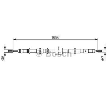 palancas cables frenado - Cable de accionamiento, freno de estacionamiento BOSCH 1987477431