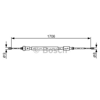 palancas cables frenado - Cable de accionamiento, freno de estacionamiento BOSCH 1987482316