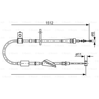 palancas cables frenado - Cable de accionamiento, freno de estacionamiento BOSCH 1987482176