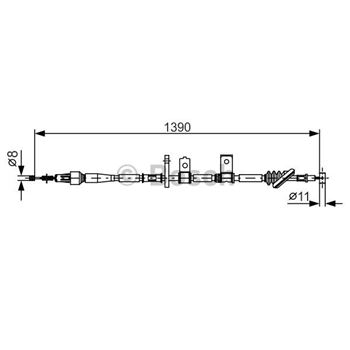 palancas cables frenado - Cable de accionamiento, freno de estacionamiento BOSCH 1987482090