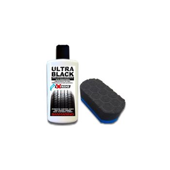 limpieza de llantas y neumaticos - Abrillantador neumáticos y plásticos Ultra Black + Esponja técnica 250ml | Sanmarino