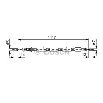 palancas cables frenado - Cable de accionamiento, freno de estacionamiento BOSCH 1987477273