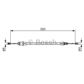 palancas cables frenado - Cable de accionamiento, freno de estacionamiento BOSCH 1987477565