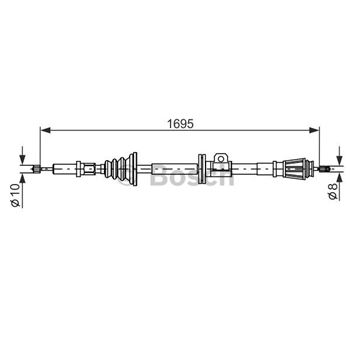 palancas cables frenado - Cable de accionamiento, freno de estacionamiento BOSCH 1987482262