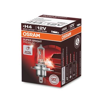iluminacion coche - Lámpara H4 12V 100/90W P43t 4800K Super Bright Premium | OSRAM 62204SBP