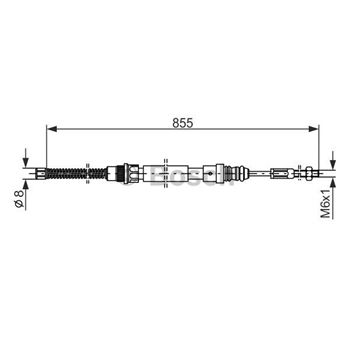 palancas cables frenado - Cable de accionamiento, freno de estacionamiento BOSCH 1987477148