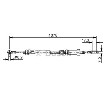 palancas cables frenado - Cable de accionamiento, freno de estacionamiento BOSCH 1987482002