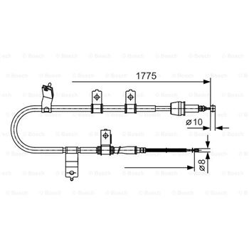 palancas cables frenado - Cable de accionamiento, freno de estacionamiento BOSCH 1987482077