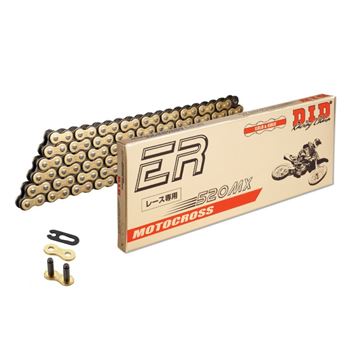 cadenas y enganches - Cadena DID 520MX con 130 eslabones color oro / negro y enganche tipo clip