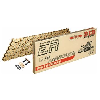 cadenas y enganches - Cadena DID 520ERT3 con 146 eslabones color oro y enganche tipo clip