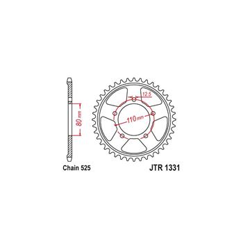coronas - Corona JTR133142ZBK (42 dientes - 525 - Zink - Negro)