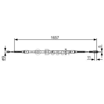 palancas cables frenado - Cable de accionamiento, freno de estacionamiento BOSCH 1987477881