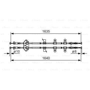 palancas cables frenado - Cable de accionamiento, freno de estacionamiento BOSCH 1987482054