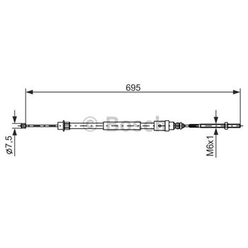 palancas cables frenado - Cable de accionamiento, freno de estacionamiento BOSCH 1987477572