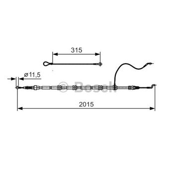 palancas cables frenado - Cable de accionamiento, freno de estacionamiento BOSCH 1987482015