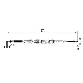 palancas cables frenado - Cable de accionamiento, freno de estacionamiento BOSCH 1987477976