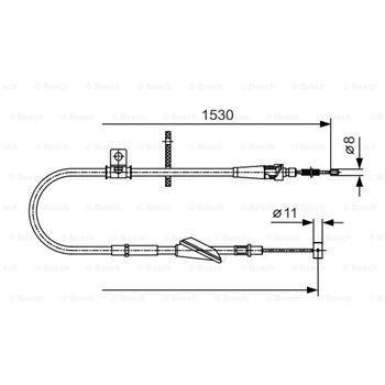 palancas cables frenado - Cable de accionamiento, freno de estacionamiento BOSCH 1987482136