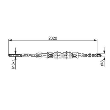 palancas cables frenado - Cable de accionamiento, freno de estacionamiento BOSCH 1987477322