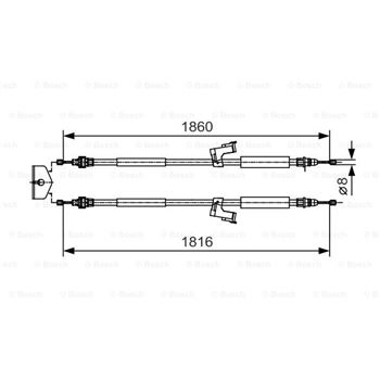 palancas cables frenado - Cable de accionamiento, freno de estacionamiento BOSCH 1987482019