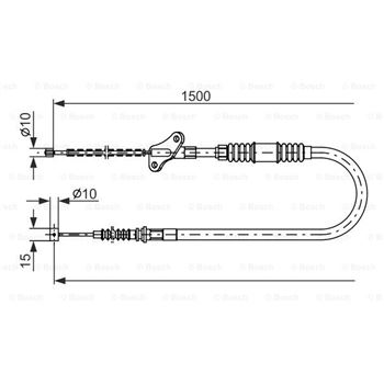 palancas cables frenado - Cable de accionamiento, freno de estacionamiento BOSCH 1987482170