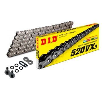 cadenas y enganches - Cadena DID 520VX3 con 112 eslabones color negro y enganche tipo clip