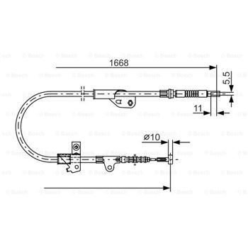 palancas cables frenado - Cable de accionamiento, freno de estacionamiento BOSCH 1987477755