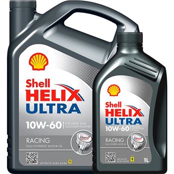 aceite de motor coche - Shell Ultra Racing 10w60, 5L (se suministrará 4+1L)