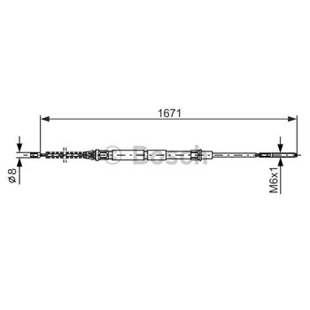 palancas cables frenado - Cable de accionamiento, freno de estacionamiento BOSCH 1987477626