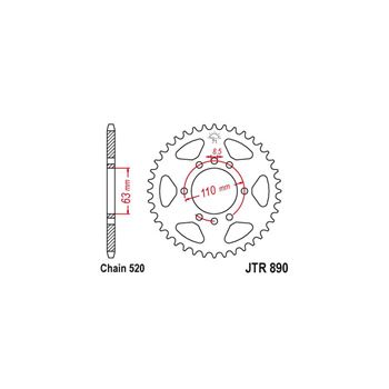 coronas - Corona JTR89042ZBK (42 dientes - 520 - Zink - Negro)