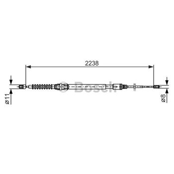 palancas cables frenado - Cable de accionamiento, freno de estacionamiento BOSCH 1987482373