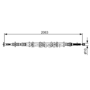 palancas cables frenado - Cable de accionamiento, freno de estacionamiento BOSCH 1987477729