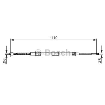 palancas cables frenado - Cable de accionamiento, freno de estacionamiento BOSCH 1987477683