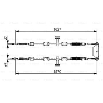 palancas cables frenado - Cable de accionamiento, freno de estacionamiento BOSCH 1987482147