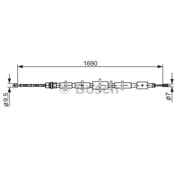 palancas cables frenado - Cable de accionamiento, freno de estacionamiento BOSCH 1987477434