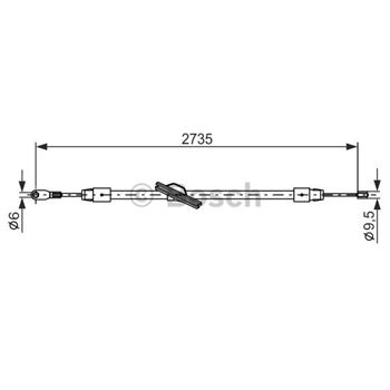 palancas cables frenado - Cable de accionamiento, freno de estacionamiento BOSCH 1987477845